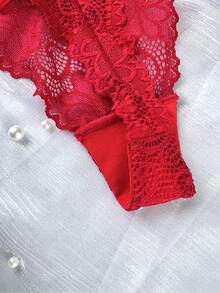Personalized Women's G-String With Gold Pendant - Customizable With Any Name - Customized G-String Bikini - Couple's Gift - Red - View 2