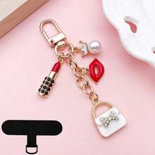 2pcs/Set (Chain + Clip) New Women's Fashion Creative Phone Lanyard Outdoor Travel Fashion Decoration Bag Charm Key Chain Jewelry Accessory Pendant Phone Strap Gift - Scented Lipstick - View 14