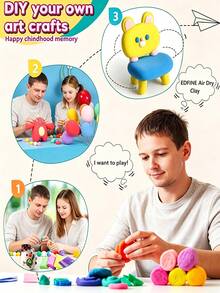 12/24/36 Colors Air Dry Clay Set - Air Dry Clay, Modeling Clay, Polymer Clay (Random Colors And Tools), Ultra-Light Fast-Drying Magic Modeling Clay With Sculpting Tools, Suitable For Slime, Christmas Gifts, Hand-Eye Coordination Training - A - View 9