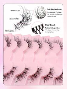 Asiteo 7 Pairs Half Lashes-Reusable, Natural Slender Crossed Eyecorner Lashes, ,Eye Tail Elongation,Clear Band Fake Lashes ,For Daily Wear And Commuting And Wedding And Travel ,Christmas, - Black - View 4