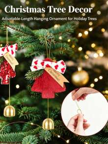 Christmas Bow With Bell, Decorative Gold Bell Pendant Hanging Suitable For Indoor Outdoor Home Car Bag Party Decoration Christmas Gift Christmas Decoration (One Size Random Style) - Multiple Styles - View 6