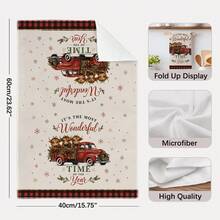 2PCS Christmas Highland Cow & Truck Pattern Printed 40*60cm Country Vintage Style Rectangular Microfiber Soft Kitchen Towels, Dish Cloths, Tablecloths, Hand Towels, Christmas Home Decor, Bathroom & Kitchen Decor, Neighbor Housewarming Gift, Perfect For Kitchen & Bathroom Use, Suitable For Housewives And Family Gatherings, High Value, Household Essential - Multicolor - View 5