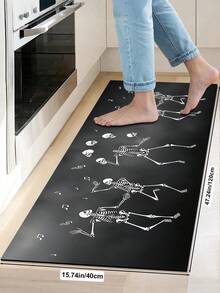 1/2pcs Halloween Floor Mat, Skull Pattern, Autumn Vintage Diatomaceous Earth Mat, Super Absorbent, Non-Slip, Perfect For Bathroom, Kitchen And Dining Room, Quick Drying, Perfect Gift For Home Decor And Bathroom Mat, Halloween Holiday Gift! - Multicolor - View 14