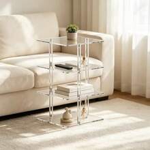 Acrylic 3-Tier Storage Rack, Transparent Open-Style Bookshelf, Modern Low-Profile Display Shelf, Easy To Assemble Multi-Functional Desktop Organizer For Living Room, Bedroom, Office - Multi-color - View 6