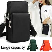 Multi-LayerZipper Crossbody Phone Bag,UnisexLightweightNylonSmallSlingBag,Portable Outdoor Travel Crossbody Bag,VersatileCasualMiniSingle-Shoulder Bag - Multicolor - View 1