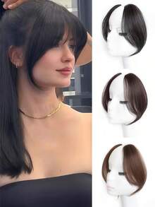 1pc Women's Straight Clip-In Bangs, Elegant Straight Synthetic Clip-In Bangs Wig Hair Clip (Recommended To Search For The Correct Usage Method Of 8-Shaped Bangs Before Use) - Multicolor - View 10