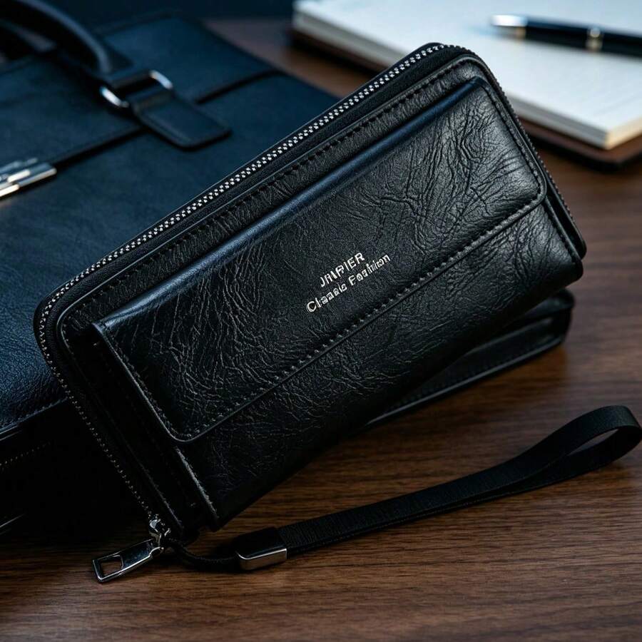 Dompet Pop-Up Modis, Tempat Kartu Anti-Pencurian Kulit PU Motif Jerami, Slot Kartu Kulit Sintetis Serat Ultra Halus Serat Karbon, Sarung Kartu Bank Logam Pemblokir RFID, Dompet Koin - Hitam - View 1