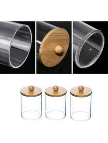 1/2/3/4 cái hộp đựng bông tăm vệ sinh bằng nhựa trong suốt dạng chai, hộp lưu trữ phòng tắm di động hình tròn đựng bông tẩy trang/mút trang điểm, hộp đựng mỹ phẩm, phụ kiện bàn trang điểm du lịch thiết yếu - Nhiều màu - Xem 8