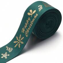 5 Yards/Roll 2.5cm Polyester Christmas Series Gold Foil Ribbon Bows Flowers Gift Packaging Material Christmas Ribbon For Flowers Cakes Christmas Tree Decoration Ribbed Ribbon DIY Decoration Packaging Gifts Party Holiday Supplies - Webbing - View 19