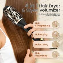 LANDOT Blow Dryer Brush Set, 2-In-1 Hot Air Brush, Ionic Hair Styler, Suitable For Drying, Volumizing And Straightening - Black - View 7