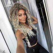 71.12cm Long Curly Wig, Gradient Gold Brown, Heat-Resistant Synthetic Fiber, Breathable Elastic Mesh Cap, Suitable For Daily Wear, Halloween Wig, Suitable For Beginners - Multicolor - View 4