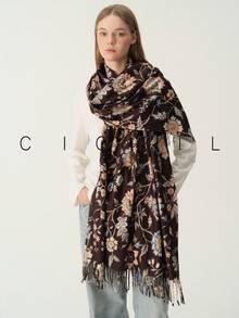 1pc Women's Floral Small Print Elegant Elegant Sweet Fashion Versatile Polyester Scarf For All Seasons Daily Wear - Brown - View 15