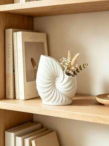 1pc Cute Bow-Shaped Storage Rack, Dual-Compartment Cup Holder, Multi-Function Bathroom Toothbrush & Toothpaste Holder, Vanity Makeup Brush Holder, Bedroom & Kitchen Countertop Decorative Pen & Pencil Organizer - 1 Conch Shell - View 8