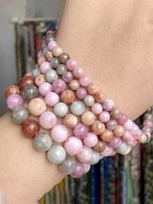 Natural Alxa Chalcedony Agate Round Beads 6/8/10mm Casual Retro Oil Painting Style Diy Beading For Bracelet Necklace Jewelry Making Accessories - Multicolor - View 3