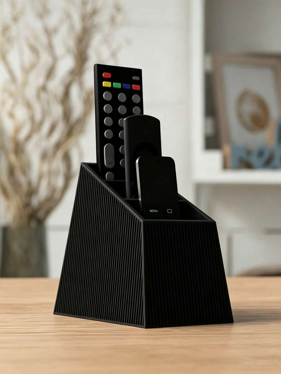 1pc Modern Remote Control Holder, 3-Compartment Desktop Organizer, Space-Saving Home, Office And TV Storage, Multi-Functional Storage Layers, Suitable For Living Room, Home Office And Bedroom, Fits Multiple Remote Controls, Home Decor