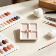1pc Mini 4-Grid Nail Glitter Storage Box & Nail Color Palette, With Bow Decoration, 2-In-1 Watercolor Palette, Multi-Purpose Nail Rhinestone & Pearl Storage Tray - Multicolor - View 14