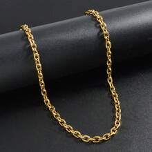 Simple 18K Gold-Plated Stainless Steel Men Women Interwoven Necklace For Daily Party Wear, Fashionable Versatile Chain - Gold - View 1
