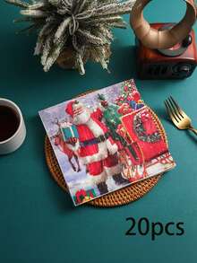 Disposable Christmas Paper Napkins Compatible For Holiday Parties, Western Food, Birthdays & Everyday Dining - Elegant Table Setting With Holiday Motifs - Paper Napkin - View 4