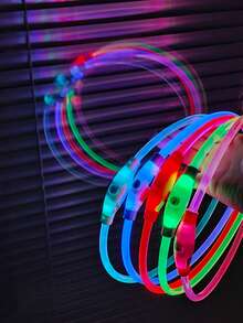LED Glowing Dog Collar - Type-C USB Rechargeable Flashing Dog Necklace Light - Pet Collar Makes Your Beloved Dog More Visible At Night - Suitable For Small, Medium And Large Dogs - Multicolor - View 11