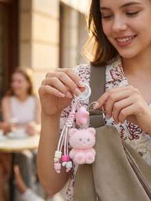 Móc treo hình gấu hoạt hình dễ thương mặt ngôi sao, móc treo túi xách chìa khóa xe, móc treo điện thoại tai nghe máy ảnh, quà tặng sinh nhật và lễ hội cho bé gái và học sinh - Nhiều màu - Xem 3