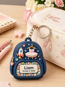 Custom Bow Acrylic Keychain, Children's Back To School Backpack Tag, Personalized Name And Contact Information, Cute Backpack Charm - Multicolor - View 11