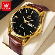 OLEVS Classic Quartz Watch For Men Waterproof Leather Strap Calendar Sports Business Men's Quartz Wrist Watch TOP Brand - One Size Fits All - View 11