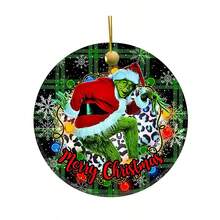 The Grinch The 12/6/2Pcs Acrylic Round ‑Themed Christmas Tree Hanging Ornament, Plaid & Festive Print Pattern, Perfect For Christmas Home Decor, And Ideal As Xmas Tree Decoration And Holiday Creative Gift. - Multicolor - View 8