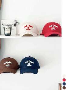 1pc Letter Embroidered Baseball Cap, Women Wide Brim Face-Flattering Casual Versatile Sun Protection Peaked Hat - Multicolor - View 12