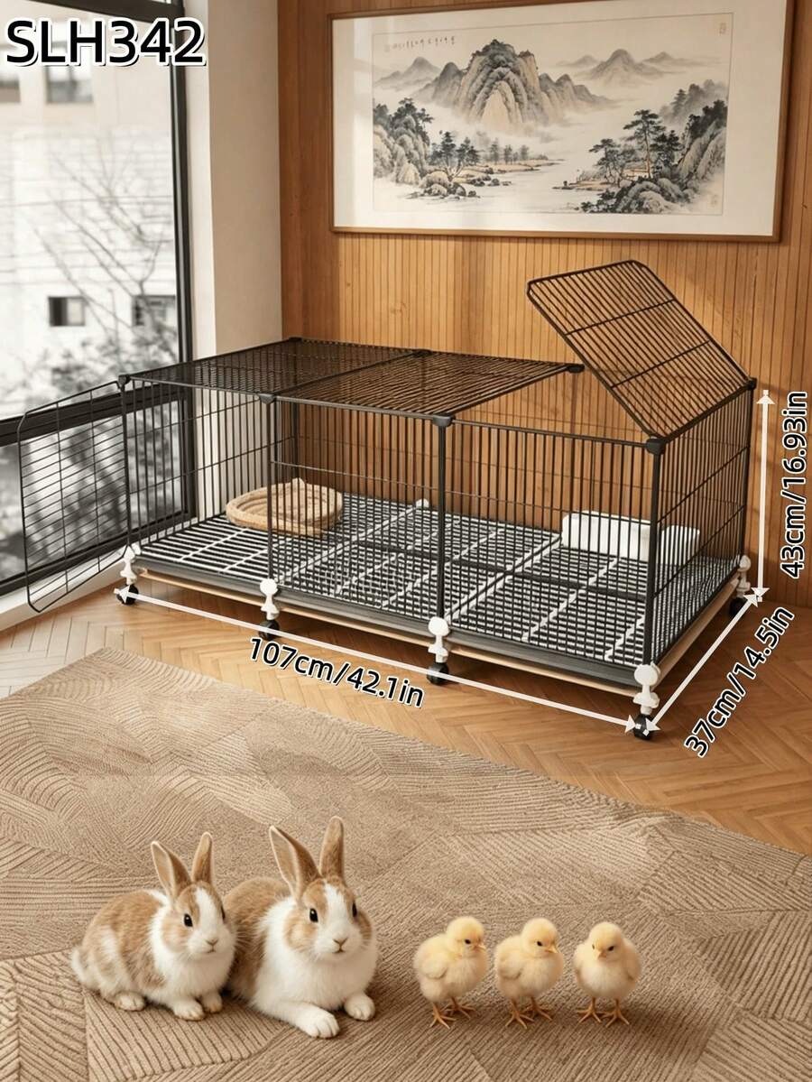 Encrypted Rabbit Cage Large Indoor Household Rabbit Cage With Toilet Automatic Waste Cleaning Suitable For Guinea Pigs And Hamsters Pet Rabbit Nest, Halloween, Christmas - Multicolor - View 1