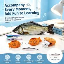Realistic Fish-Shaped Pencil Case, Fun Fish-Shaped Pen Bag, Creative Large Capacity Stationery Storage Bag, Unique Makeup Bag, Cute Student Office Supplies, Quirky Creative Student Gift - Multicolor - View 1