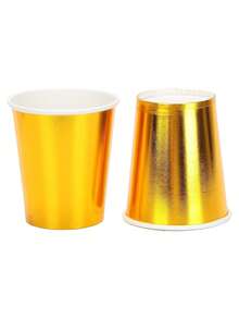 100/80/50/40/30/25/20/15/10/5pcs Gold Paper Cups, Multi-Functional Paper Cups For Drinks, Juice, Milk, Wedding Birthday Baby Shower Party Favors, Suitable For Various Theme Holiday Parties, Picnic, Camping, Applicable For Home Kitchen, Restaurant Tableware - Gold - View 5