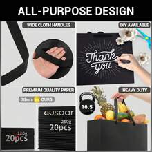1/5pcs Black Premium Kraft Paper Bags, Suitable For Wedding, Christmas Party, Candy, Food, Cookie Packaging, Also Suitable For Fashion Clothing, Gift Packaging - Multicolor - View 6