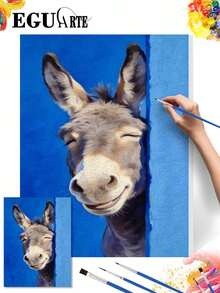 DIY Cute Smiling Donkey Portrait (Frameless 8x12 / 16x20 Inches) Paint By Numbers Kit(Acrylic) Arts & Crafts For Adult Beginners, Home Wall Decor, And Creative Holiday Gifts For Animal Lovers - Sets - View 4