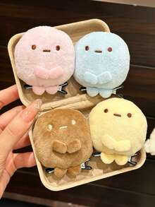 1 buah/4 buah Jepit Rambut Bentuk Hewan Lucu di Sudut, Jepit Rambut Bulat 4 Warna, Aksesori Rambut Manis Gaya Menenangkan untuk Wanita - MultiWarna - View 2