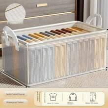 1pc Stackable Transparent Storage Box, Large Capacity With Handle, Space-Saving, Easy To Organize, Multi-Functional Storage Box, Transparent Storage Organizer, Thickened Storage Box, Suitable For Home, Dorm, Bedroom, Closet And More - Transparent 2 - View 7