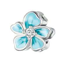 1pc Light Blue Murano Pendant Bead, Silver-Plated Starfish, Four-Leaf Clover, Shell, Turtle, Butterfly Hanging Charm, Large Hole Design, Suitable For Bracelet, Handmade Jewelry Making, For Girls - Baby Blue - View 6