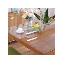 1pc 0.25Mm PVC High-End Transparent Table Mat Transparent Tablecloth Table Mat Protective Film 65 Degree Beveled Edge Deburring And Heat Resistant Soft And Smooth Thickened Desktop Protector Suitable For Home Hotel Dining Table Tablecloth Tea Table - Transparent - View 4