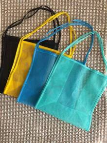 1pc/4pcs Mesh Beach Bag, Large Capacity, Multi-Functional Travel Shoe Bag, Clothing, Swimwear Shoulder Handbag Storage Bag - Multicolor - View 7