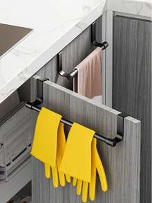Modern Cabinet Door Hanging Towel Rack, No-Drill Dishcloth Holder, Space-Saving Kitchen Towel Storage Organizer, Home Kitchen And Bathroom Cabinet Accessory - Multicolor - View 6