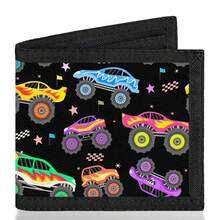 Bifold Wallet, Bifold Card Holder With Car Print Design, Multiple Card Slots, Large Diameter For Banknotes, Zipper Design For Coins. Suitable For School, Travel Use. - Multicolor - View 7