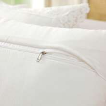 ABEST6522 Home&Living store 1pc 100% Polyester Lace Trim Pillow Case, Faux Linen Texture Solid Color Cushion Cover, Square Rectangle Suitable For Sofa, Bedroom, Living Room Home Decor, Pillow Insert Not Included - White - View 10