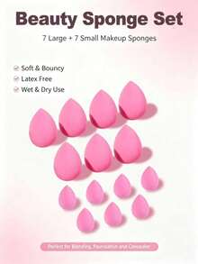 14pcs Makeup Sponges Powder Puffs, Gourd Shape, Water Drop Shape, Slanted Surface, Random Shape And Random Color, Suitable For All Skin Types Makeup Tools - Multicolor - View 4