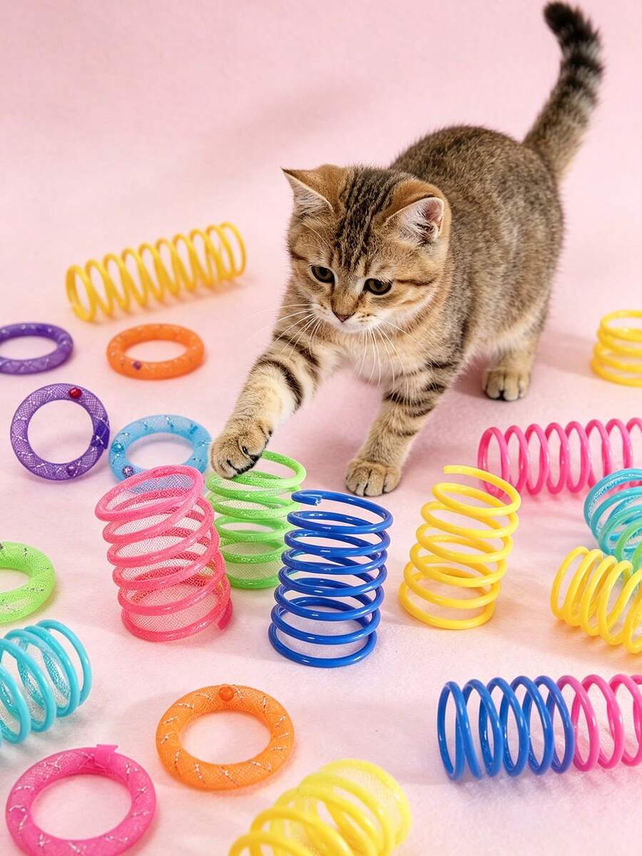 22pcs Spring Cat Toy, Cat Donut, Interactive Training Toy, Pet Energy-Burning Entertainment Toy.Cats Chew On Toys To Pass The Time - Multicolor - View 1