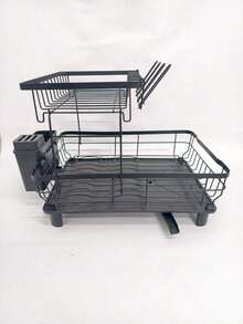 Multifunctional Kitchen Dish Drying Rack, Used For Draining, Organizing And Storing Bowls, Chopsticks, Cups, Plates, Knives, Forks And Other Tableware, Suitable For Home Kitchen Countertop Storage Shelf - Multicolor - View 9