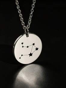 1 pieza Collar personalizado con órbita de constelación del zodiaco, patrón del zodiaco grabable, colgante redondo de lujo, joyería de regalo de cumpleaños, cadena de clavícula de acero inoxidable con diseño de animal lindo, regalo para mujeres, regalo conmemorativo del Día de la Madre, regalo conmemorativo de aniversario de pareja, joyería de acero inoxidable de lujo para mujeres, regalo personalizado, regalo de cumpleaños, regalo de temporada de graduación, regalo de viaje, regalo del Día de la Madre, regalo de accesorio de Pascua - Multicolor - Ver 4