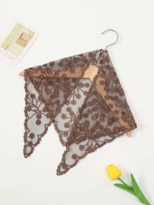 1pc Lace Floral Trim Triangular Scarf - Multicolor - View 3