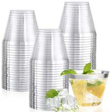 25pcs Reusable ABS Material Silver Rim Glass Acrylic Cups, 250ml, 25 Pack - Multicolor - View 1