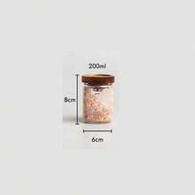 Round Glass Storage Jar With Rosewood Lid, Household Kitchen Spice/Cumin Storage Bottle - Round Acacia Wood Storage Bottle - View 10