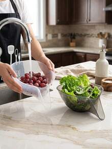 Kitchen Colander Transparent Funnel-Style Strainer Bowl With Spout And Stable Flat Bottom Large Capacity Fruit Vegetable Washing & Draining Basin - Multicolor - View 4