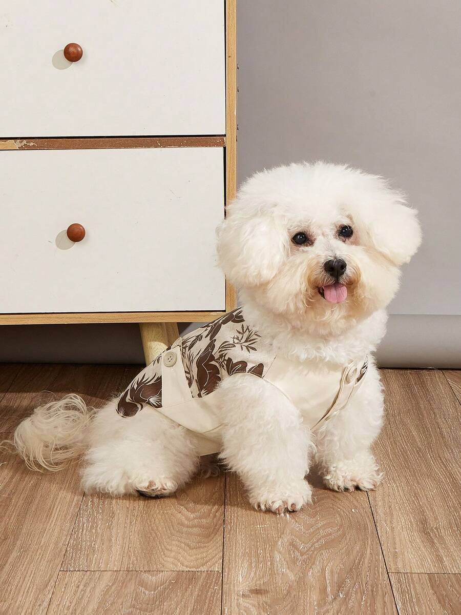 Pet Vintage Minimalist Z Chinese Style Suit Vest, Retro Minimalist Suit Vest, Autumn/Winter Clothes Jacket For Small And Medium Dogs - Khaki - View 1